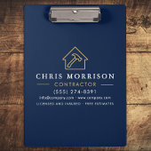 Building Construction Contractor Navy Blue Gold Klemmbrett