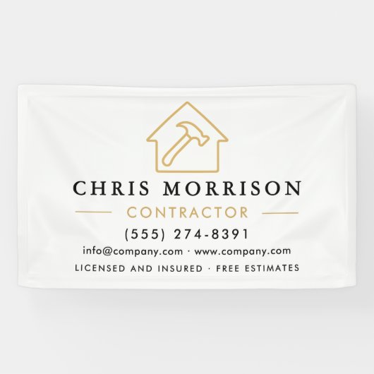 Building Construction Contractor White Gold Banner (Horizontal)