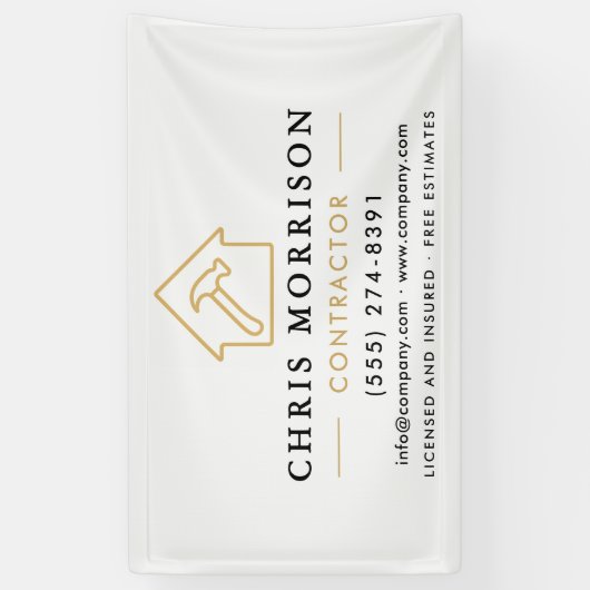 Building Construction Contractor White Gold Banner (Vertikal)