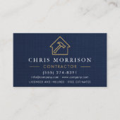 Building Construction Navy Blue Linen Visitenkarte (Vorderseite)