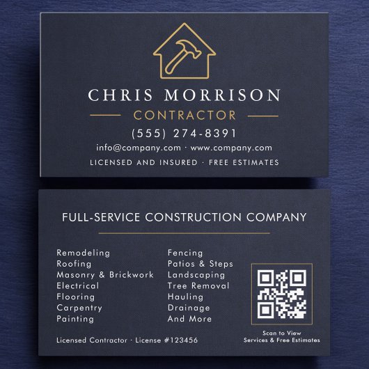 Building Construction Navy Blue Slate Stone Visitenkarte