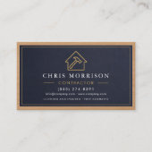 Building Construction Stone Navy Blue Gold Wood Visitenkarte (Vorderseite)