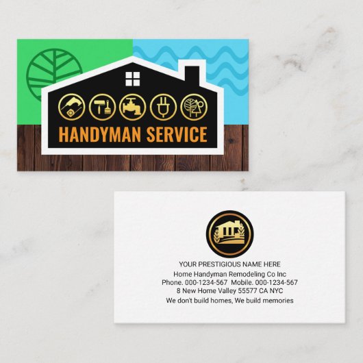 Building Frame Landscape Handyman Tools Visitenkarte (Vorne/Hinten)