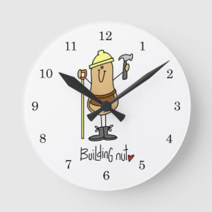 Building Nut T-Shirts und Geschenke Runde Wanduhr
