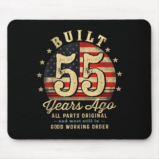 Built 55 Years Ago Funny 55th Birthday Usa Flag Mousepad (Vorne)