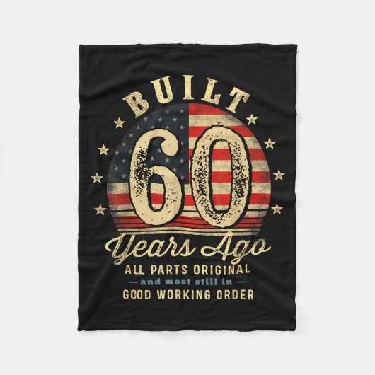 Built 60 Years Ago Funny 60th Birthday Usa Flag Fleecedecke (Vorderseite)