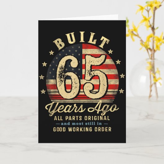 Built 65 Years Ago Funny 65th Birthday Usa Flag Karte (Gelbe Blume)