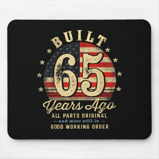 Built 65 Years Ago Funny 65th Birthday Usa Flag  Mousepad (Vorne)