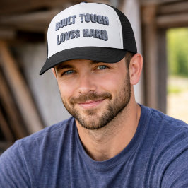 Built Tough Loves Hard Graphic - Blue-Collar Dad Truckerkappe