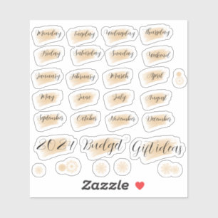 Bujo Planer Tage & Monate orangefarbene Aufkleber