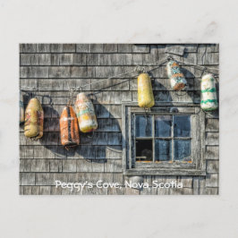 Bujys an einer Mauer, Peggys Cove, Nova Scotia. Postkarte