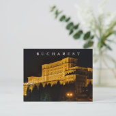 Bukarest Gebäude Nachtansicht Postkarte (Stehend Vorderseite)