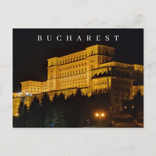 Bukarest Gebäude Nachtansicht Postkarte (Vorderseite)