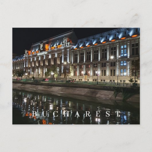 Bukarest Justizpalast bei Nachtansicht Postkarte (Vorderseite)