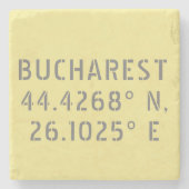 Bukarest Latitude Longitude Steinuntersetzer (Vorderseite)