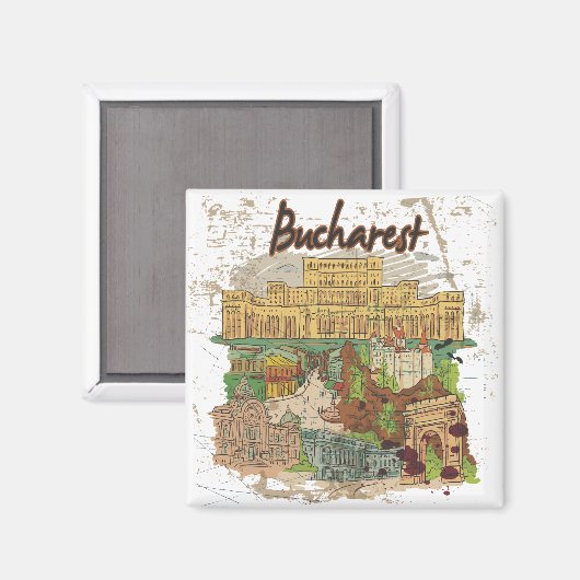 Bukarest Magnet (Vorderseite/Rückseite)