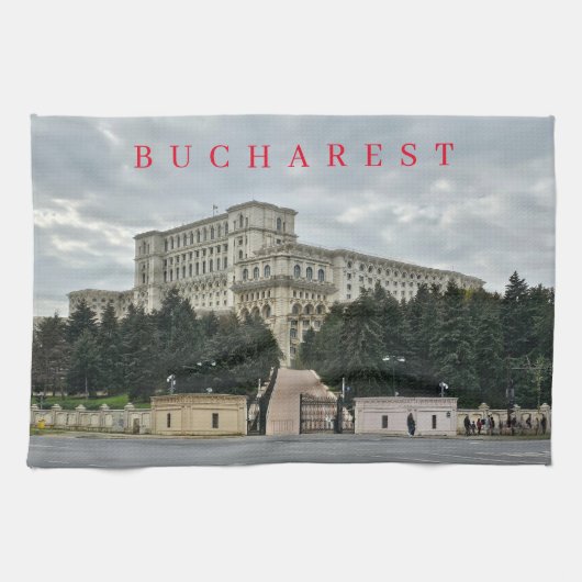 Bukarest Palast des Parlaments Blick Teetücher Geschirrtuch (Horizontal)