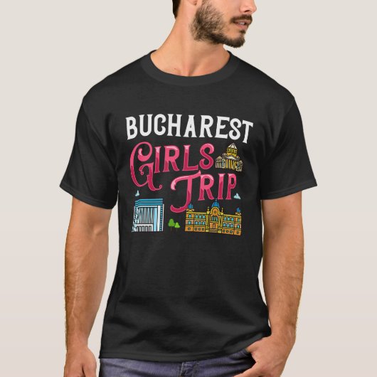 Bukarest Romania city skyline map travel T-Shirt (Vorderseite)
