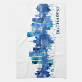 Bukarest Romania Skyline Blue Geschirrtuch (Vertikal)