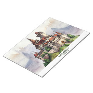 Bukarest Rumänien Altstadt Aquarell-Kunst Notizblock