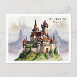 Bukarest Rumänien | Altstadt Wasserfarben Kunst, D Feiertagspostkarte