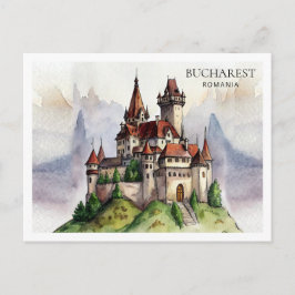 Bukarest Rumänien | Altstadt Wasserfarben Kunst, D Feiertagspostkarte