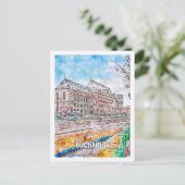 Bukarest Rumänien Berühmter Platz Wasserfarben Postkarte (Stehend Vorderseite)