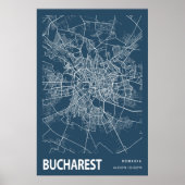 Bukarest Rumänien City Map Art Blue Print Poster (Vorne)