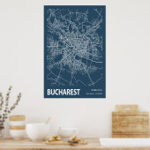 Bukarest Rumänien City Map Art Blue Print Poster (Küche)