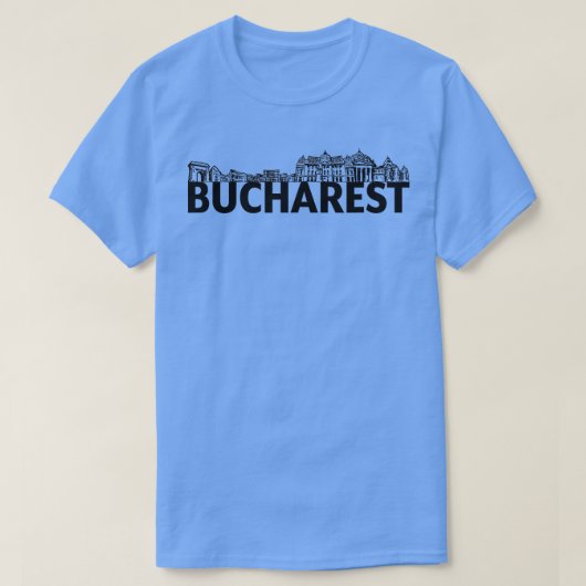 Bukarest Rumänien City Skyline Silhouette Kontur T-Shirt (Design vorne)