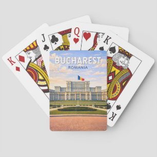 Bukarest Rumänien Illustration Reise Kunst Vintage Spielkarten