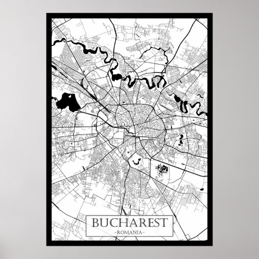 Bukarest Rumänien Karte Poster (Vorne)