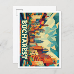 Bukarest Rumänien Reisen künstlerisch farbig Postkarte