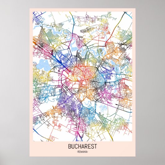 Bukarest Rumänien Stadtkarte Poster (Vorne)