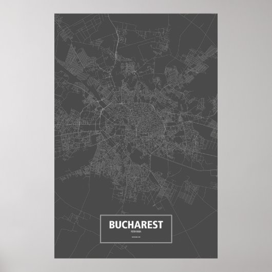 Bukarest, Rumänien (weiß auf schwarz) Poster (Vorne)