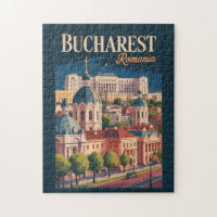 Bukarest Skyline Illustration Reise Kunst Vintage