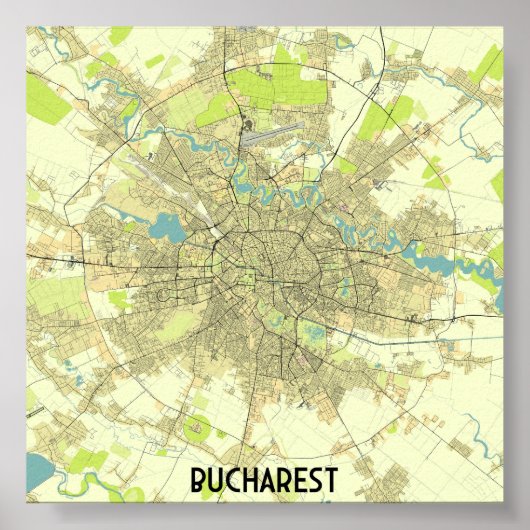 Bukarester Landkarte Poster (Vorne)