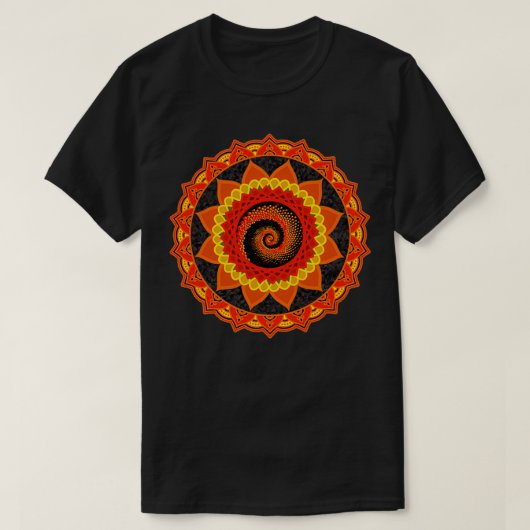 Bukonia Sacred Geometry Orange Sonnenblumen Radial T-Shirt (Design vorne)