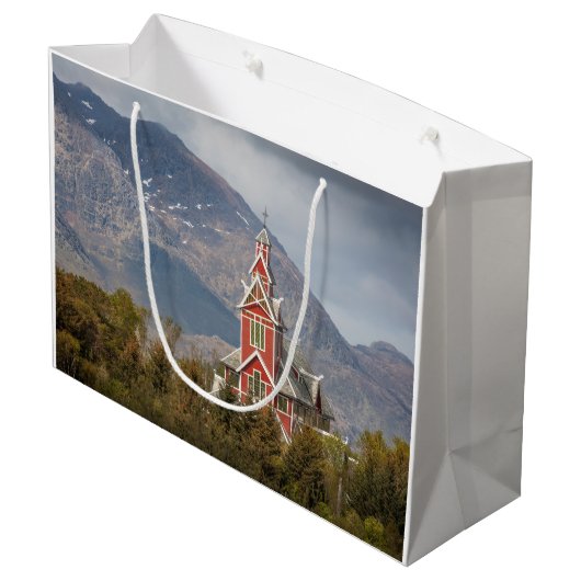 Buksnes kirke Lofoten Große Geschenktüte (Rückseite Schrägansicht)