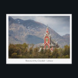 Buksnes kirke Lofoten Postkarte<br><div class="desc">Foto von Buksnes kirke,  die Rothölzerkirche in Gravdal an der Küste von Lofoten in Nordnorwegen,  Skandinavien. Foto © Sebastian Wurm.</div>