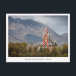 Buksnes kirke Lofoten Postkarte<br><div class="desc">Foto von Buksnes kirke,  die Rothölzerkirche in Gravdal an der Küste von Lofoten in Nordnorwegen,  Skandinavien. Foto © Sebastian Wurm.</div>