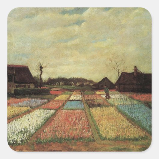 Bulb Fields von Vincent van Gogh Quadratischer Aufkleber (Vorderseite)