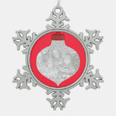 Bulb Form für Foto Red Schneeflocken Zinn-Ornament (Vorderseite)