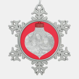 Bulb Form für Foto Red Schneeflocken Zinn-Ornament