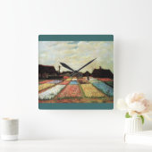 Bulbfelder von Vincent van Gogh. Quadratische Wanduhr (Zuhause)