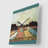 Bulbfelder von Vincent van Gogh. Quadratische Wanduhr (Winkel)