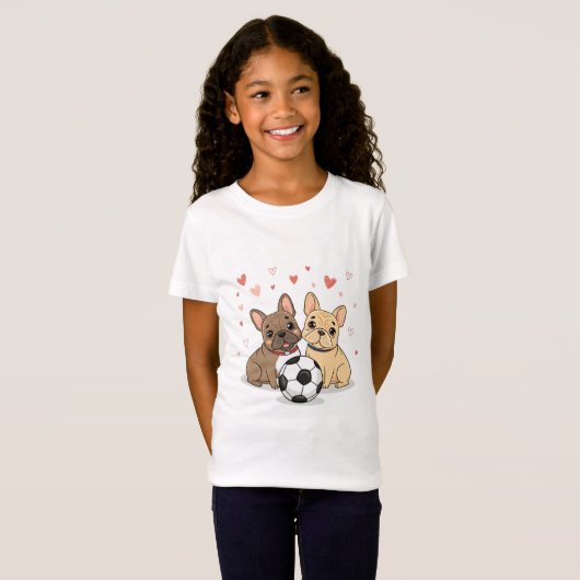 Buldog Francés with soccer ball Valentine's Day T-Shirt (Vorne ganz)
