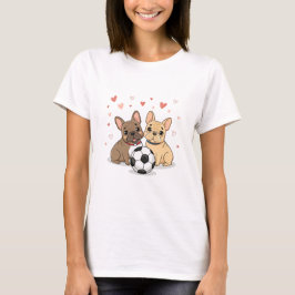 Buldog Francés with soccer ball Valentine's Day T-Shirt