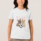 Buldog Francés with soccer ball Valentine's Day Tri-Blend Shirt (Vorderseite)