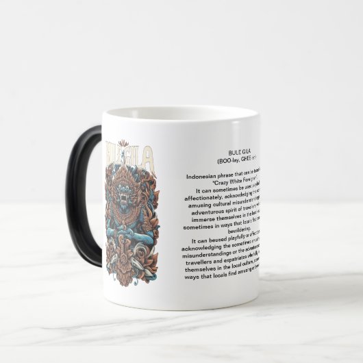 Bule Gila Tasse mit Englisch (Vorderseite Links)